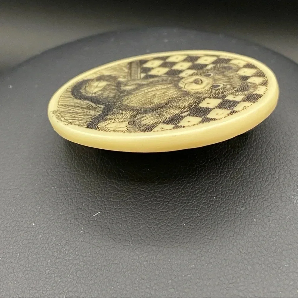 Vintage Etched Teddy Bear Pin